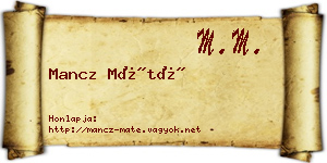 Mancz Máté névjegykártya